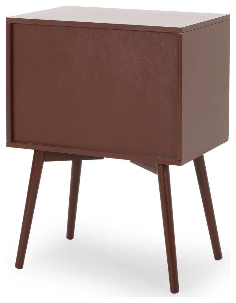 Alexis Mid-Century Modern Side Table, Brown and White