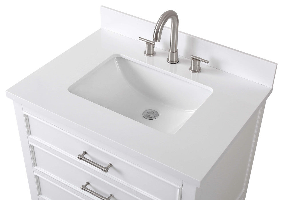 Tennant Brand Single Sink Vanity, Felton, White, 30'', White Quartz