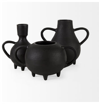 Cyrus 8.7Lx4.7Wx8.3H Black Two handled Vase Decorative Object
