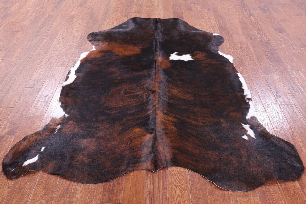 6' 7" X 6' 2" Brindle Natural Cowhide Rug C2259