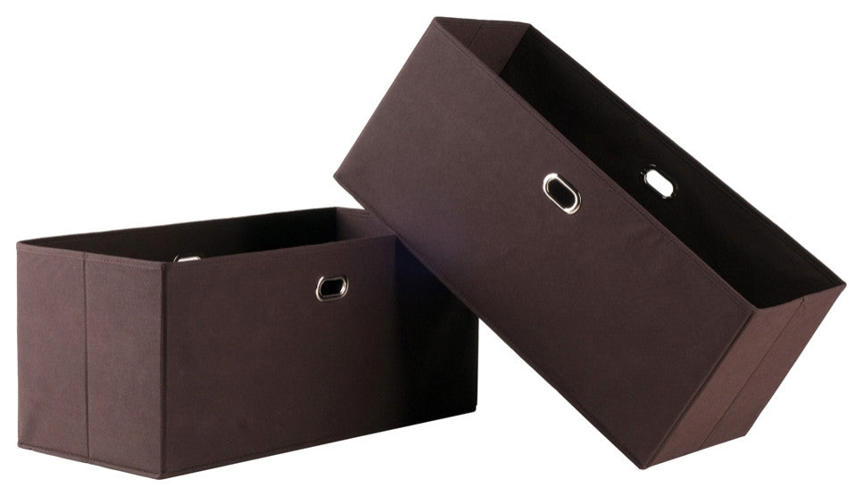 Torino 2-Pc Set Folding Fabric Baskets, Chocolate