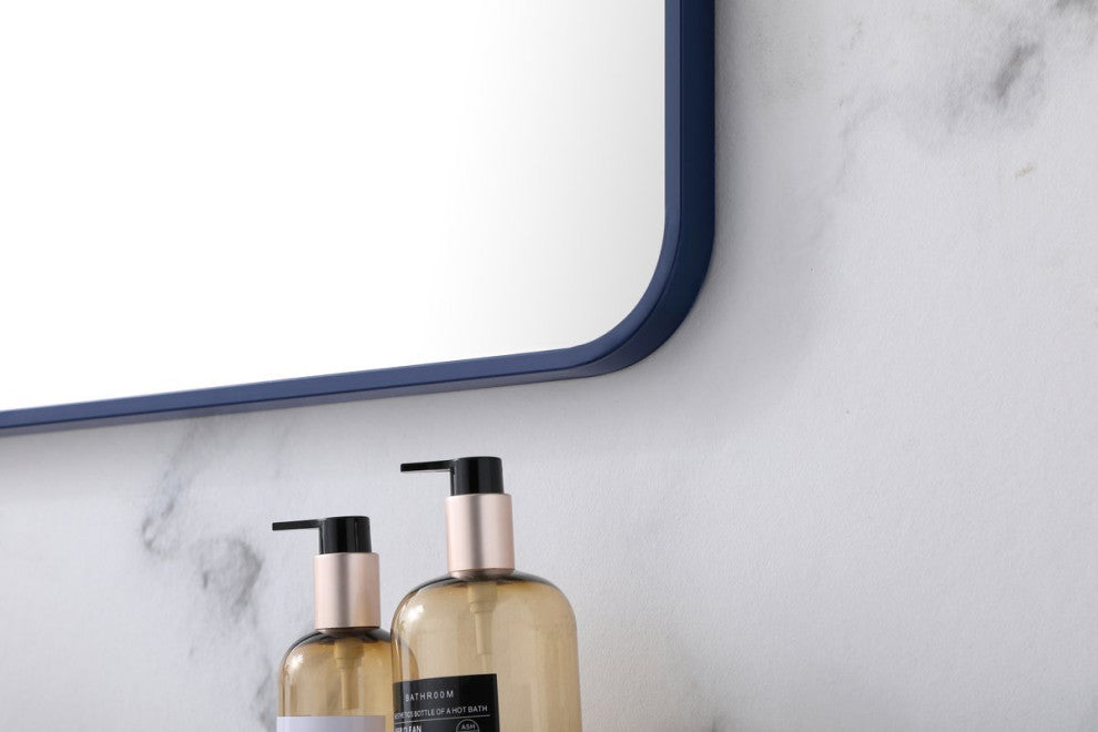 Ellis Soft Corner Metal Rectangular Mirror, Blue, 27"x40"