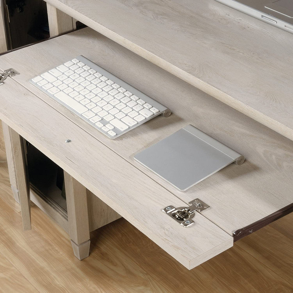 Cottage Desk, 2 Spacious Drawers and Large Storage Cabinet, Chalked Chestnut