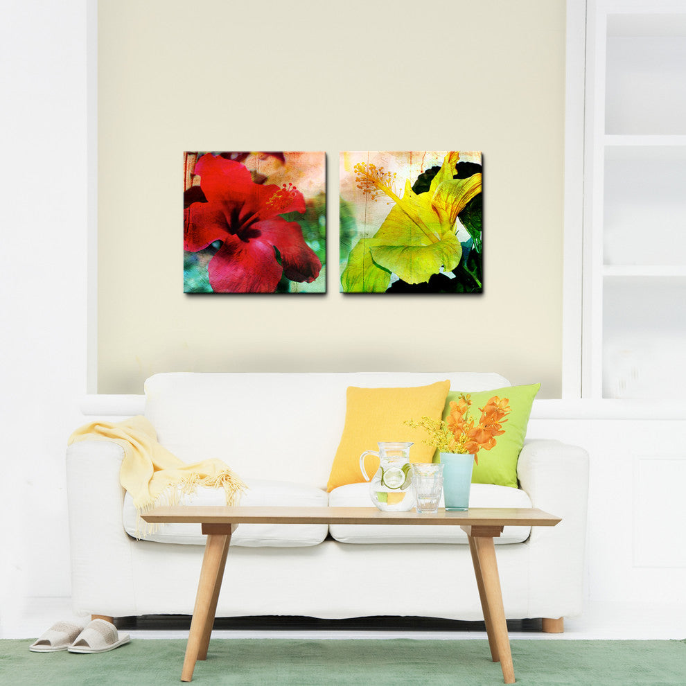 Tropical Hibiscus Canvas Wall Art, 2-Piece Set