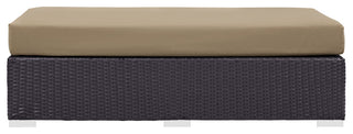 Convene Outdoor Patio Fabric Rectangle Ottoman, Espresso Mocha