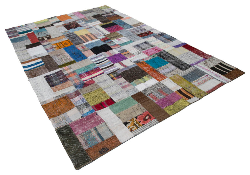 Rug N Carpet - Handmade Turkish 6' 7'' x 10' 0'' Tribal Patchwork Kilim Rug
