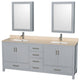 Wyndham WCS141480DGYIVUNSMED 80 inch Vanity in Gray with Ivory Marble and Square