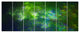 Green Fractal Sky with Blur Stars, Abstract Canvas Art Print, 83"x32", 7 Panels