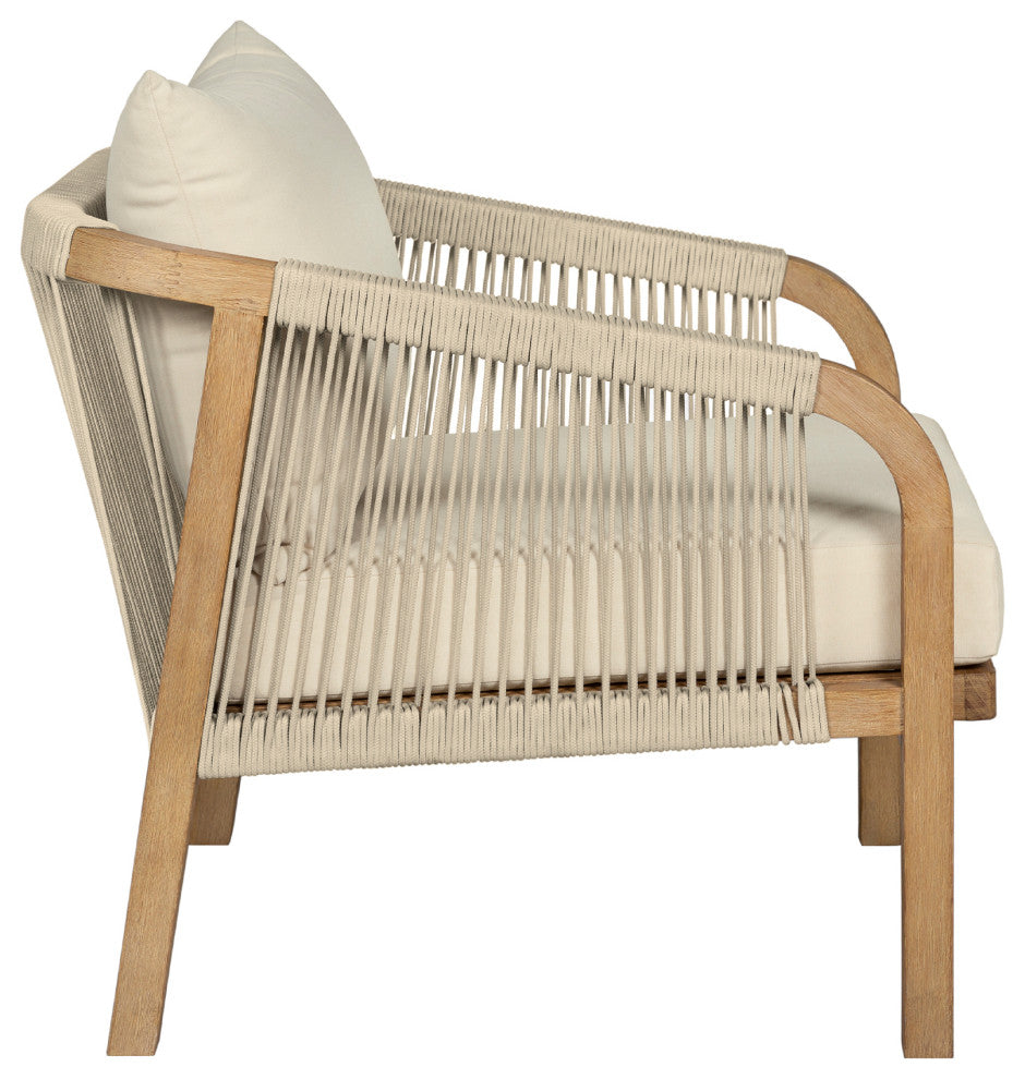 Cypress Outdoor Patio Chair Wood/Light Gray Rope Ivory Olefin Cushions