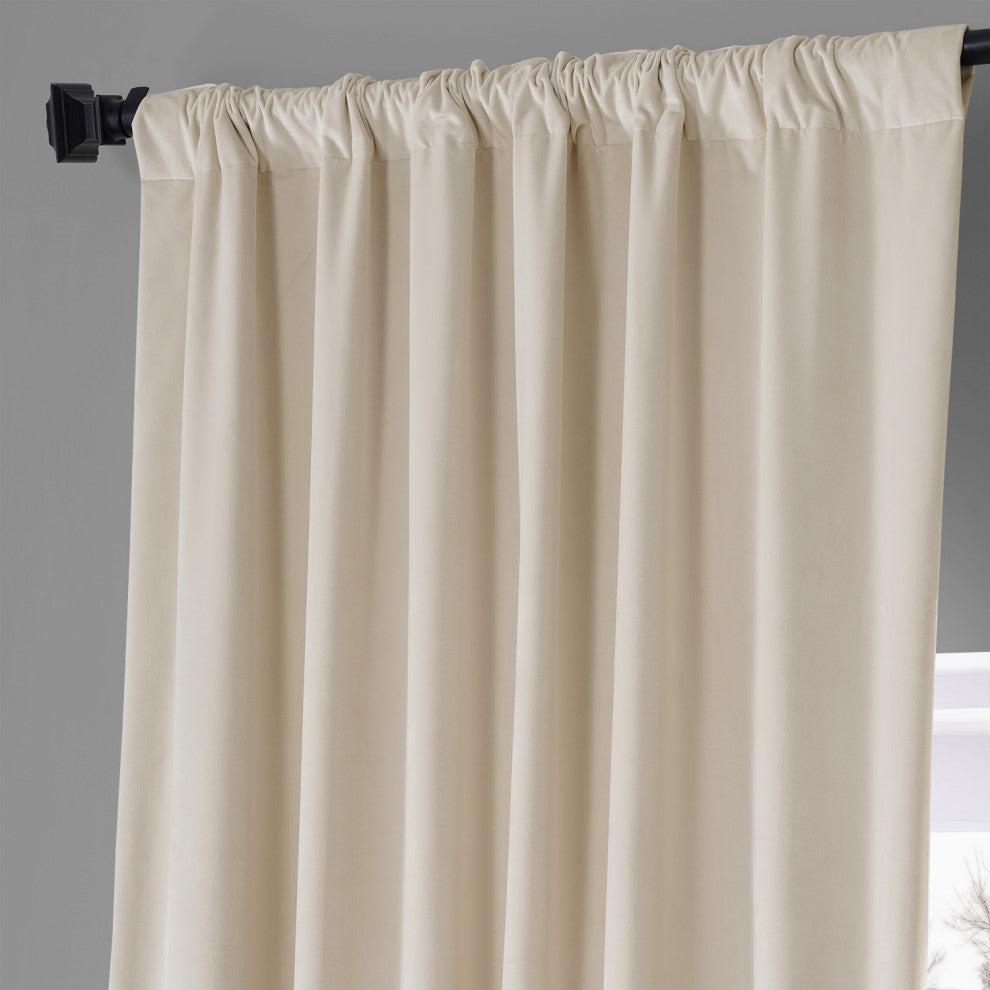 Signature Plush Velvet Blackout Curtain Single Panel, Diva Cream, 50"w X 108"l