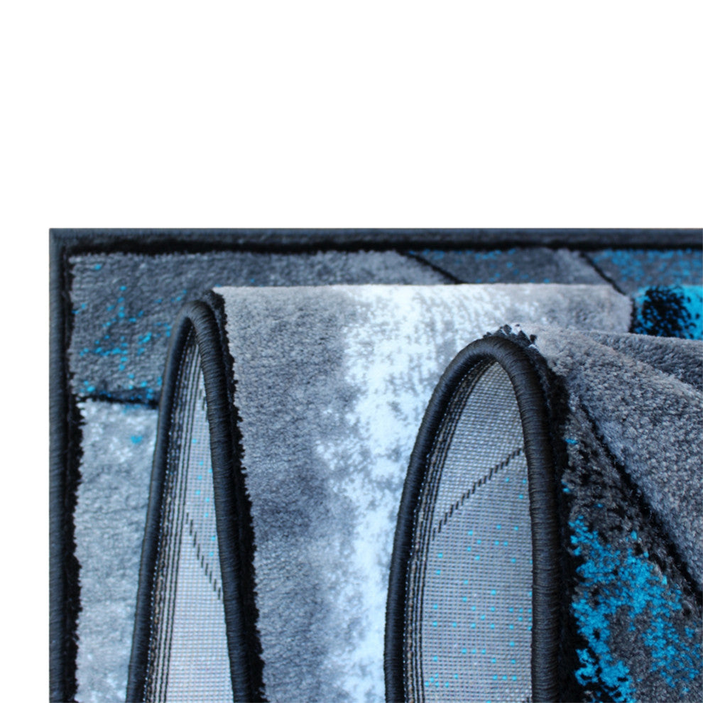 Tellus Collection Olefin Ocean Waves Pattern Area Rug, Turquoise, 8' X 10'