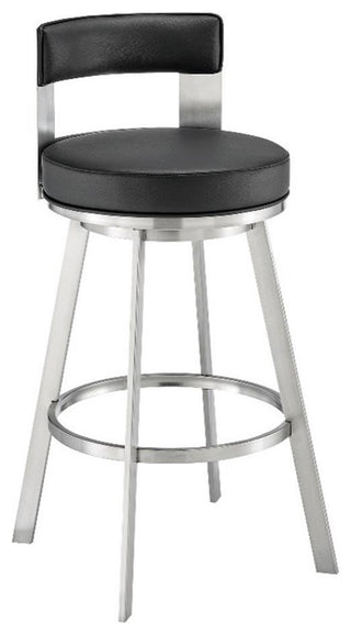 Armen Living Lynof 26" Swivel Faux Leather/Metal Counter Stool in Black/Chrome