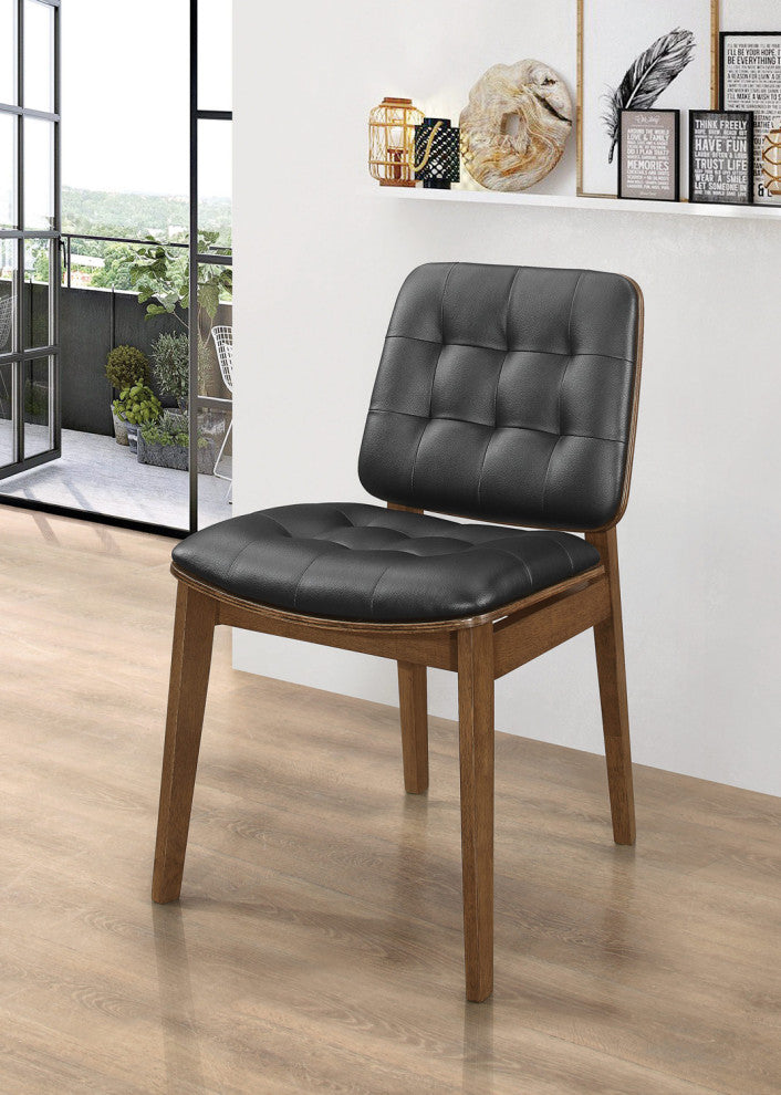 Set of 2 Side Chairs, Natural Walnut and Black