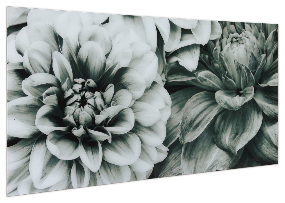 "Blossoms" Flower Wall Art Frameless Free Floating Tempered Glass