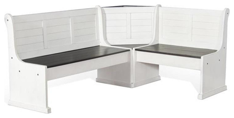 Cooper 4 Farmhouse Piece Wood Breakfast Nook Set in White/Brown