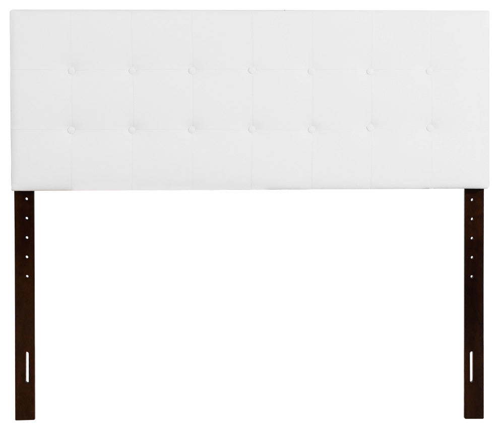 Novo 2 Faux Leather Adjustable Headboard, White, Queen