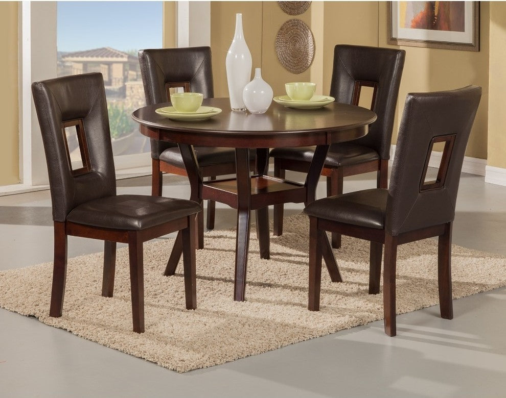 5 Piece Rubberwood Dining Set With Table And 4 Chairs Brown