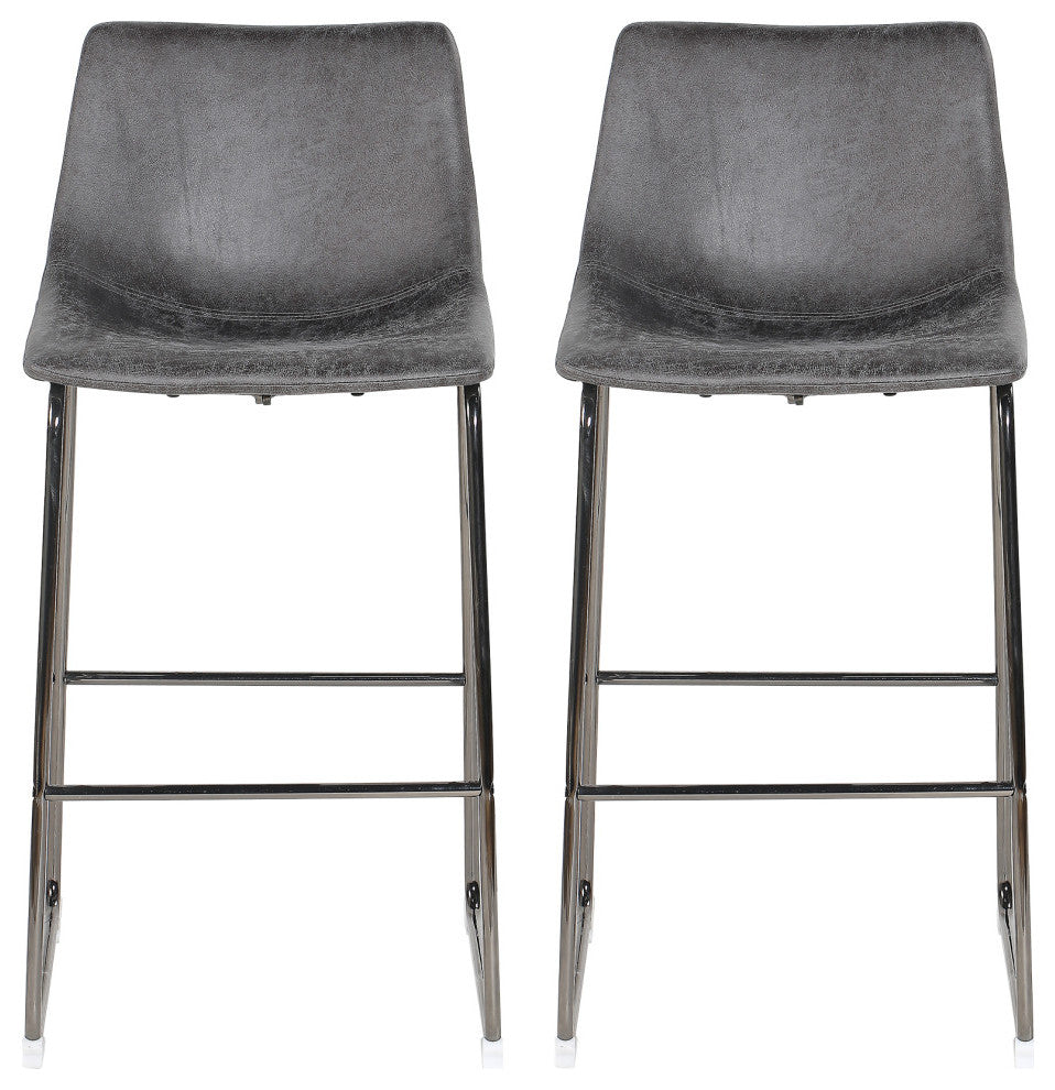 Antonia Modern Microfiber Bar Stool, Slate/Black, Slate/Black