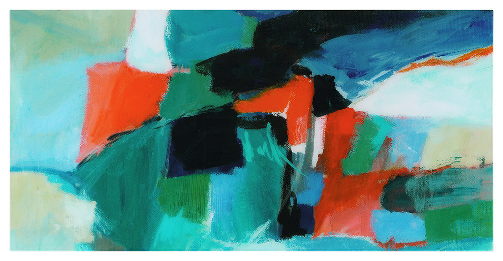 "Color Splash"  Abstract Wall Art Tempered Glass Contemporary Wall Art 72" x 36"