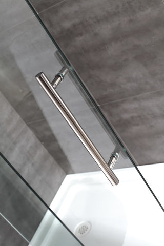 Langham 72"x35"x77.5" Completely Frameless Sliding Shower Door, Chrome Left Base