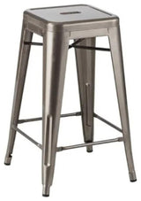 Plate Import Silver Industrial Metal 26" Bar Stool (Set 4)