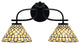 Cavella 2 Light Bath Bar In Matte Black Finish, 7" Starlight Art Glass