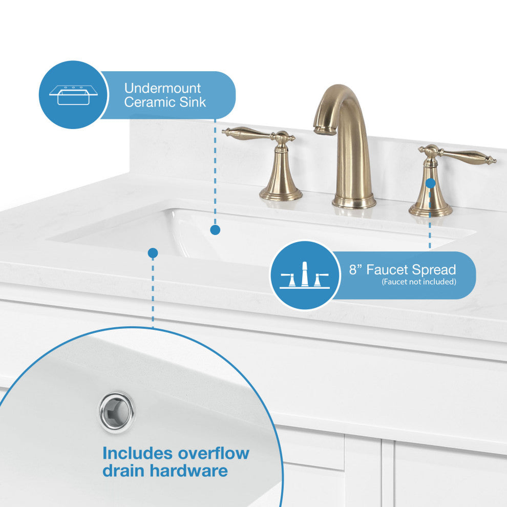 OVE Decors Salisbury Bathroom Vanity, White, 42 in