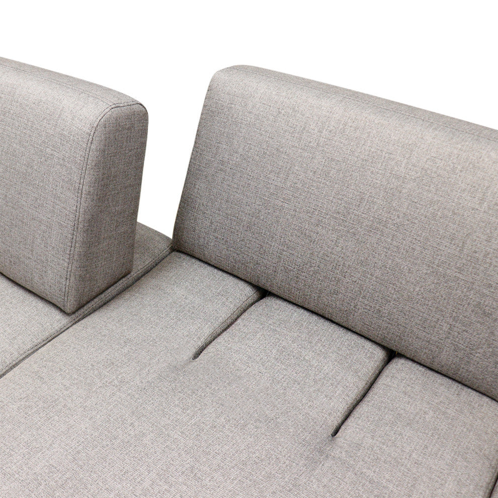 Belluno Taupe Faux Suede Sectional Sofa With Sliding Backrest and Armrest