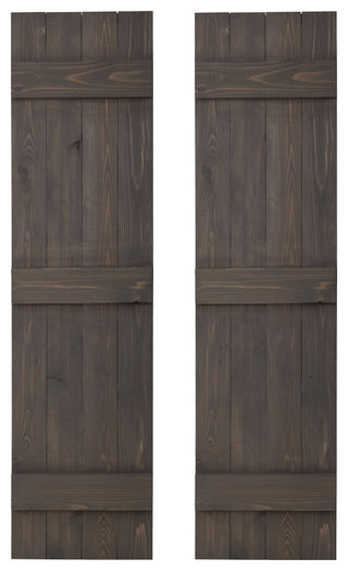 Traditional Board and Batten Exterior Shutters Pair, Stone Gray, 72"