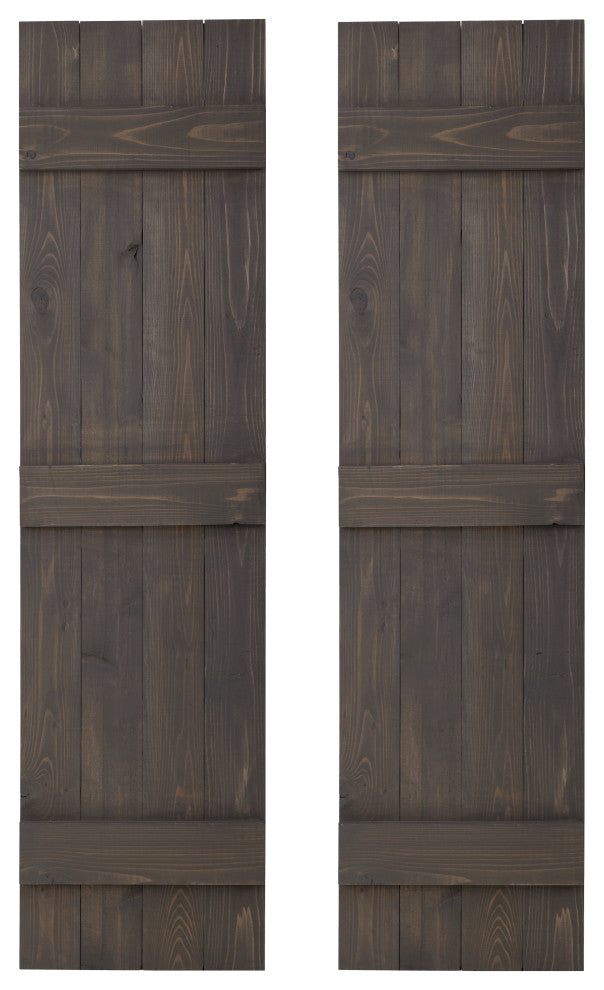 Traditional Board and Batten Exterior Shutters Pair, Stone Gray, 72"