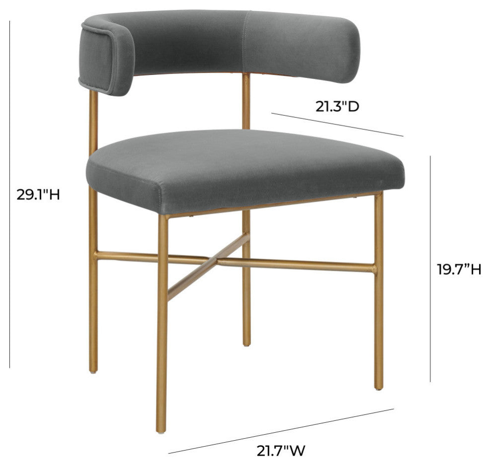 Kim Performance Velvet Chair in Grey - Grey