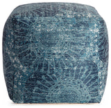 Les Cavaliers 20" x 20" x 20" Blue and Green Pouf