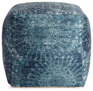 Les Cavaliers 20" x 20" x 20" Blue and Green Pouf