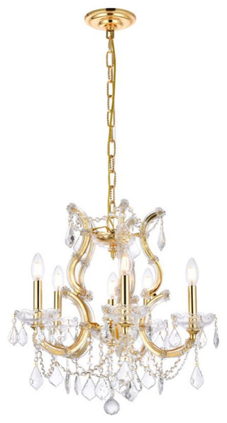 Elegant Lighting 2800D20/RC Maria Theresa 6 Light 20"W Crystal - Gold