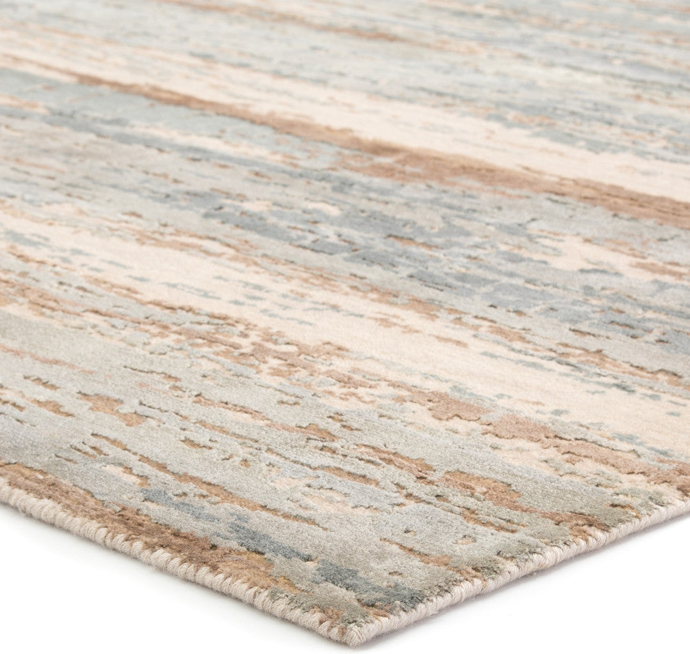 Kavi by Jaipur Living Bandi Knotted Abstract Light Blue/Tan Area Rug, 10'x14'