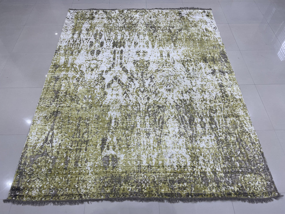 Hand-Knotted Wool Ivory/Gold Transitional Modern Modern Rug, 7' X 9'
