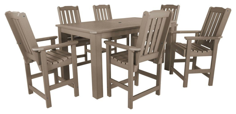 Lehigh 7-Piece Rectangle Counter-Height Dining Set, Woodland Brown