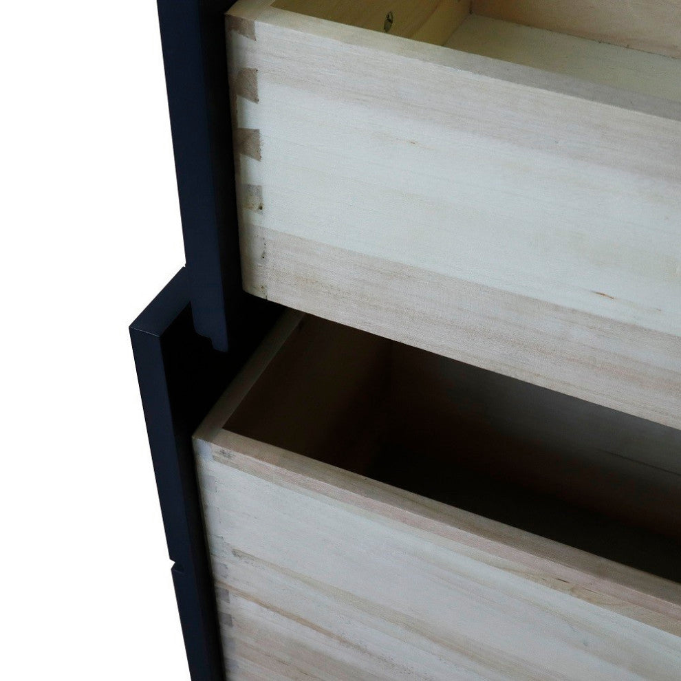 48" Double Sink Vanity, Dark Gray Finish With Black Galaxy Granite