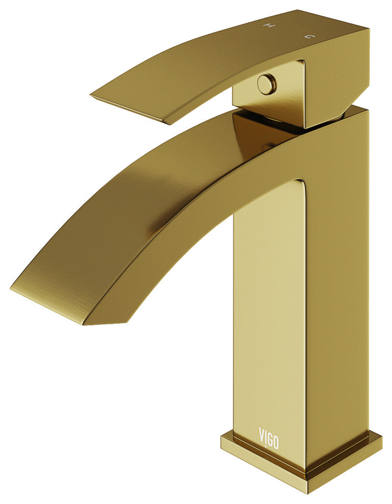VIGO Satro 7" H Single Handle Single Hole Bathroom Faucet, Matte Brushed Gold