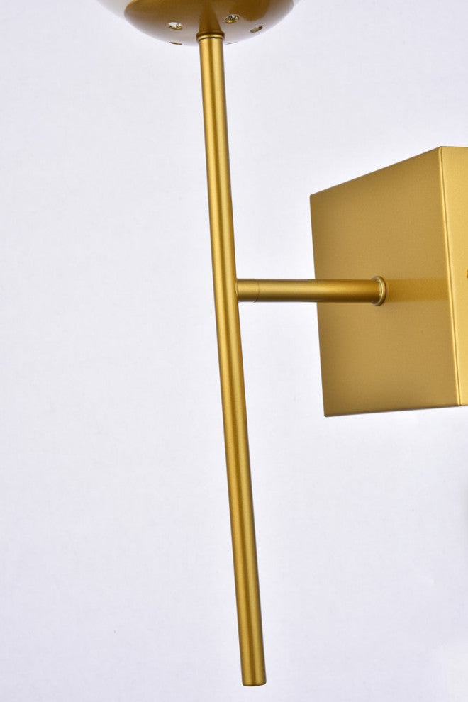 Noah 1-Light Brass and White Glass Wall Sconce