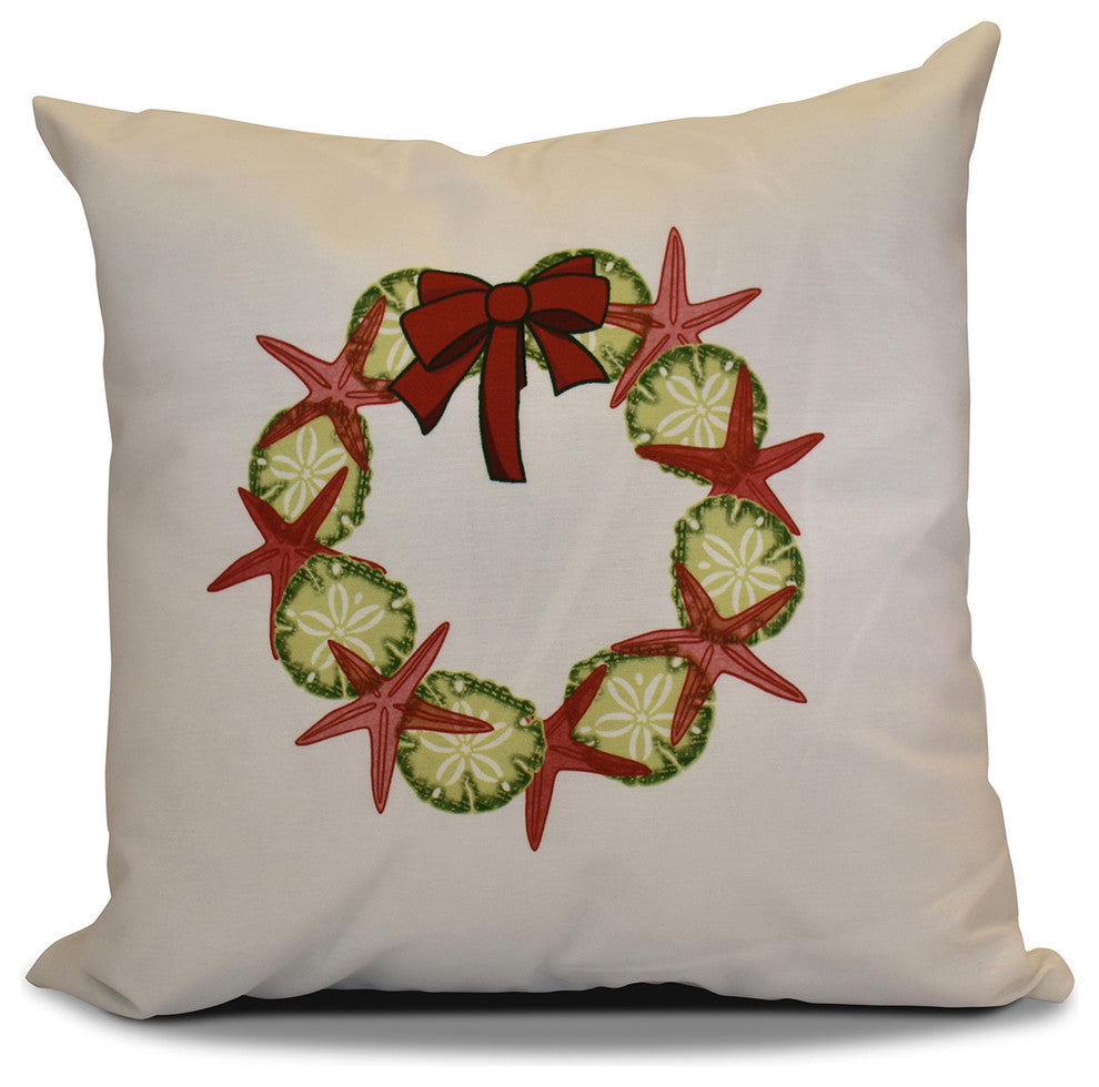 Decorative Holiday Pillow Geometric Print, Red, 18"x18"