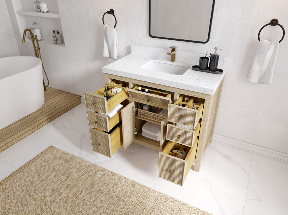 Sonoma Oak 42 Single Sink Bath Vanity with 2" Carrara Quartz