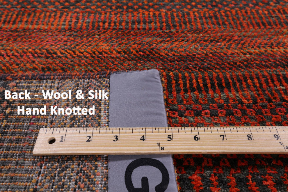 6' Square Super Savannah Gabbeh Hand Knotted Wool and Silk Rug Q11914