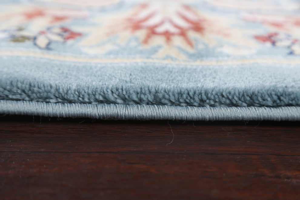 Light Blue Floral Medallion Transitional Turkish Rug Oriental Carpet 8x10