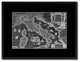 Italy Vintage Monochrome Map Print On Canvas With Black Custom Frame, 16" X 21"