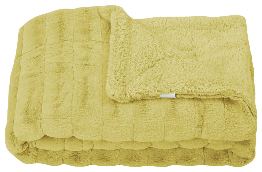 Super Mink Faux Fur Throw Blanket, Jojoba Yellow, 50"x60"