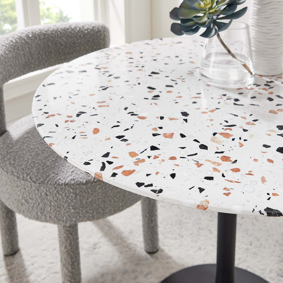 Lippa 36" Round Terrazzo Dining Table, Black White