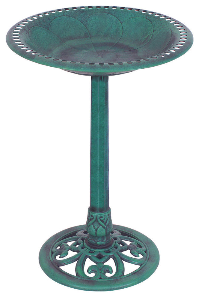Costway Green Pedestal Bird Bath Feeder Freestanding Outdoor Garden Yard Decor