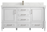 Aberdeen 60 Single Bathroom Vanity in White 2" White Quartz