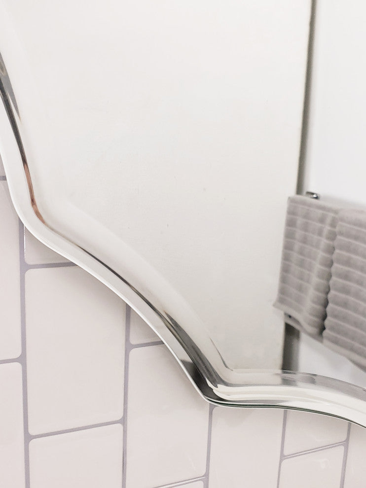 27 in. Single Round Ridge Frameless Wall Mirror with Engraved Edge